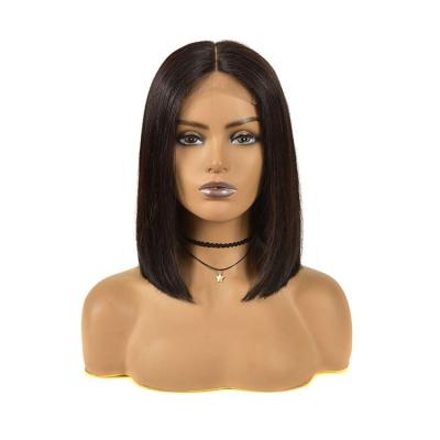 China Factory Direct Wholesale Silky Straight Wave Indian Hair 6 Inches Bob Wig Double Drawn Swiss Lace Front 13*4 Straight Short Bob Virgin Hair Wig for sale