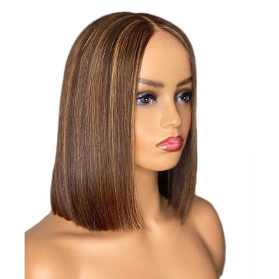 China Body Wave P4/27 Highlight Color Lace Front Headband Pre Plucked Bob Wig Ombre Colored Brazilian Straight Lace Front Human Hair Women Human Hair Wigs For for sale