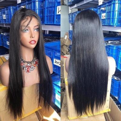 China Silky Straight Wave Cuticle Aligned Brazilian Straight Human Hair 360 Lace Frontal Wig With Baby Hair, Raw Virgin Swiss Hair Lace Front Wig for sale