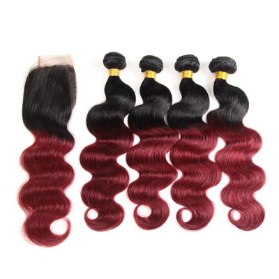 China Brazilian Ombre Hair Body Wave Body Wave Hair Bundles 3pcs,Brazilian Virgin Ombre Human Hair Weaves Two Tone Black To Burgundy for sale