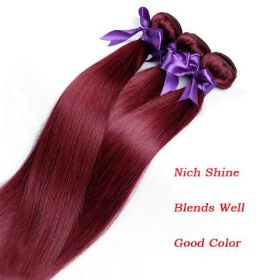 China Machine Drawn Single Wefts 10A #99J Burgundy Color 100% Unprocessed High Quality Human Hair Bundles Weaves Virgin Brazilian Cuticle Aligned Hair for sale