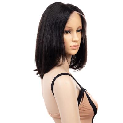 China Brazilian Human Hair Front Wigs Glueless Short Bob Silky Straight Virgin Hair Lace Front Wigs 10/12/14 Inch Hair Wigs Wholesale for sale