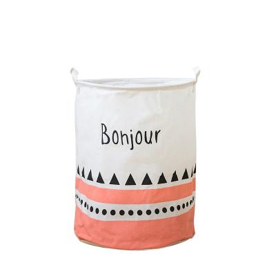 China Farmhouse Cotton Canvas Storage Bucket Box Bag Waterproof Japanese Clothing Folding Laundry Bag for sale