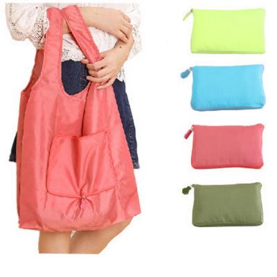 China 210D eco-friendly waterproof foldable reusable tote large capacity shoping foldable bag with zipper for sale