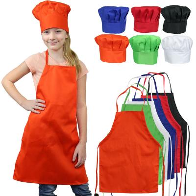 China Healthy Eco-friendly Cheap Kitchen Kids Children Chef Cooking Apron For Kid Adjustable Chef Hat Apron Set for sale