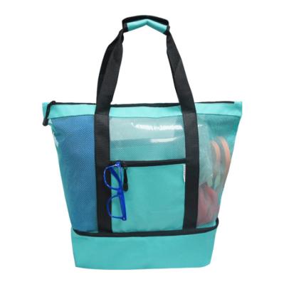 China Waterproof Amazom Selling High Quality Outdoor Picnic Mesh Beach Cooler Bag Insulated Tote Bag for sale