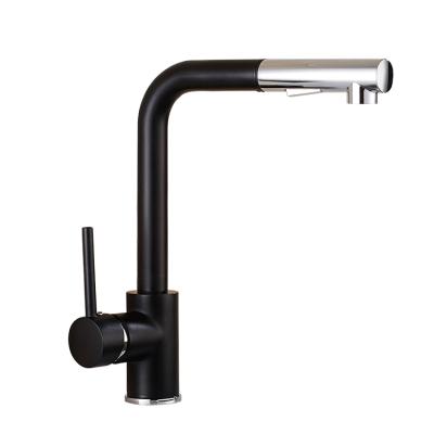 China CLASSIC Brass Pull Out Spray Kitchen Faucet Single Handle Kitchen Faucet Turn Head Kitchen Sink Faucets for sale