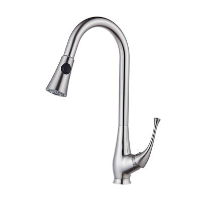 China Sense Faucets China Supplier Brushed Pull Out Brass Single Handle Speaker Kitchen Faucet for sale