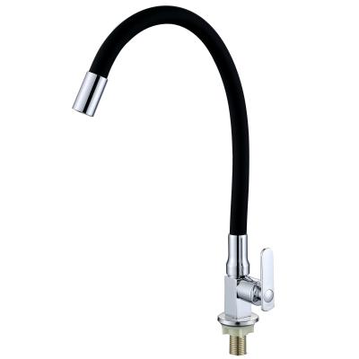 China Sense faucets single kitchen faucet flexible hose silicone tube kitchen faucet zinc pull cold water faucet for sale