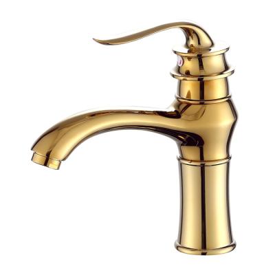 China Gold Chrome Basin Mixer Tap Basin Faucet Single Hole Zinc Deck Mount Basin Faucet Metered Single Basin Faucet for sale