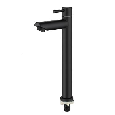 China High Quality Metered Faucets Bathroom Water Faucet Tap Single Cold Water Tap Black Stainless Steel Basin Faucet for sale