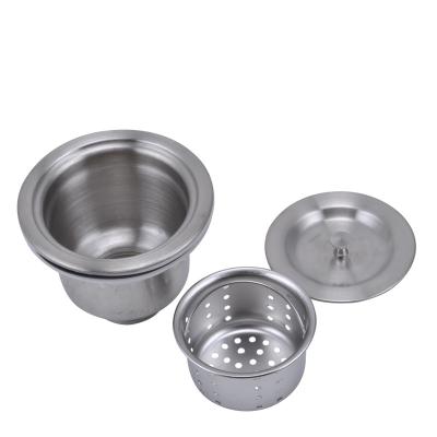 China Lower Automatic Stainless Steel Kitchen Sink Strainer With Pull Out Basket, Drip Stopper. round shape stainless steel for sale