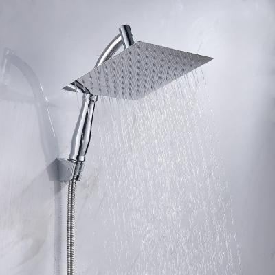 China With High Quality 8 Inch Rainfall Shower Head Extension With Shower Arm And Chrome Hose Water Swivel Saving Place With Bracket Holder for sale