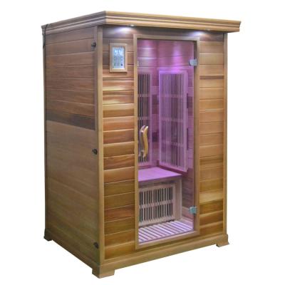 China Computer Control Panel Steam Sauna Rooms Far Infrared Red Cedar Solid Wood Sauna With Carbon Heater For 2 Person for sale