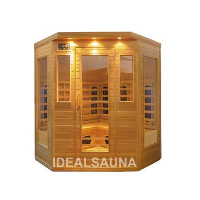 China Computer Control Panel Heater Dry Sauna Room Wood Far Infrared Indoor Corner Sauna for sale