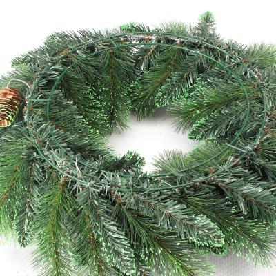 China Fire Retardant Is Factory Available Wholesale Custom Christmas Decoration 50cm Braid Decorated Pine Cones Pine Garland Christmas for sale