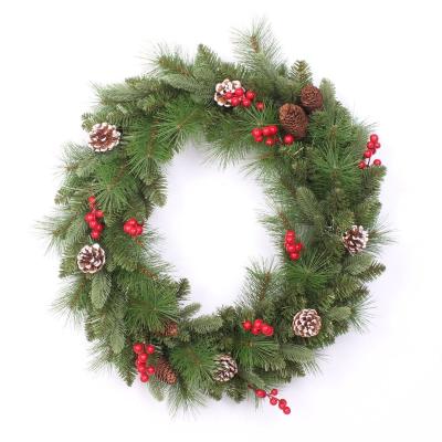 China Fireproof is new available Christmas decoration wreath 50cm simulation Christmas wreath door window props decoration wholesale for sale