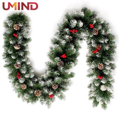 China Fireproof is available DIY Christmas decoration top-grade green Christmas wreath with pinecones and red berries for sale