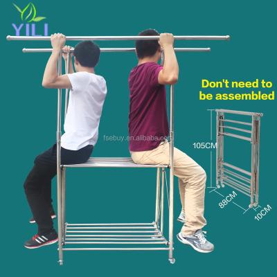 China Outdoor Clothes Drying Racks Heavy Duty Foldable Movable Stretch Bipolar Clothes Drying Rack Stainless Steel for sale