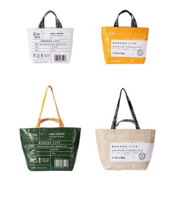 China MOQ 500 Fashion Lady Shopping Use Laminated Grocery Shoulder Handled Reusable Waterproof PP Woven Tote Bag For Women for sale