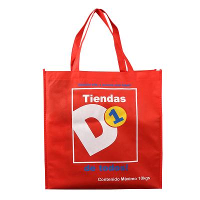 China Handled CARTOON Reusable Heavy Duty Expandable Gifts Customized Fancy Red Folding Grocery Non Woven Picture Tote Bag for sale