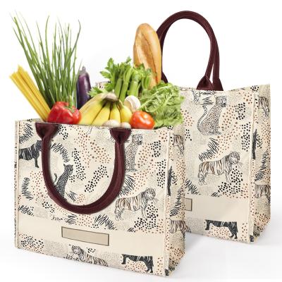 China Custom Carrier Handled Tote Shopping Bag Grocery Oxford Full Logo Printing Durable Waterproof Large Capacity High Quality for sale