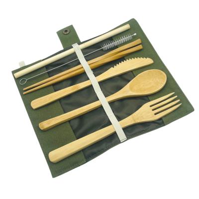 China Sustainable Bamboo Knife, Fork And Spoon Environmental Protection Portable 7 Piece Dinnerware Set for sale