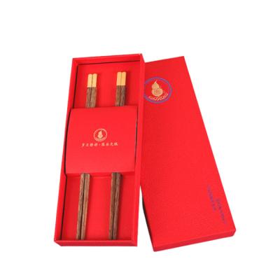 China Environmental Protection Disposable Wooden Fu Metal Chopsticks Double Head 2 Silk Printing Gift Box for sale