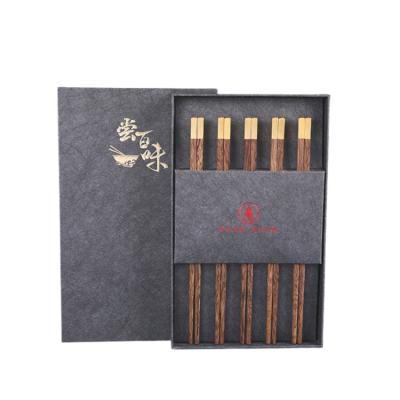 China China Environmentally Friendly Chicken Wing Chopsticks Wooden Silk Screen Printed Fu Metal Square Head Double Gift Box for sale