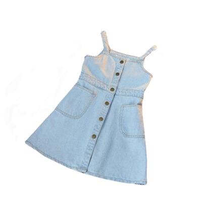 China Hot Sale Girls Summer Skirt Anti-static Denim Washed Suspender Skirt Dress for sale