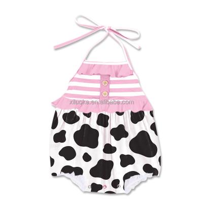 China 2021 Toddler Boutique Cow Print Baby Summer Newborn Baby Romper Sleeveless for sale