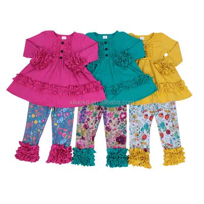 China Wholesale Vintage Kids Boutique Clothing Kids Icing Floral Ruffle Style Girl Outfits for sale