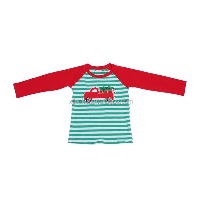 China Autumn Wholesale Newborn Baby Tops Breathable Fabric Long Sleeve Baby Clothes Green and White Stripe Kids Clothes for sale