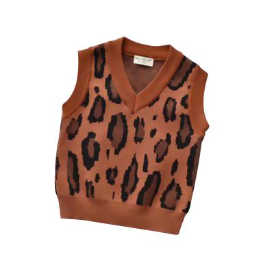 China 2021 Fashion Casual Baby Clothes Leopard Print Cheetah Vests Knitted Vest for sale