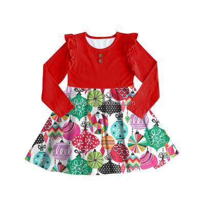 China High Quality Anti-wrinkle Long Sleeve Kids Boutique Clothing Girl Christmas Dress for sale