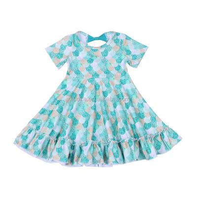 China Bowknot design plus size new design plus size children's boutique clothing short sleeve mermaid girl pirouette back dress for sale