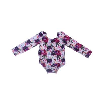 China Wholesale Milk Silk Hot Sale Girls Jumpers Long Sleeve Baby Romper Floral Printed Romper for sale