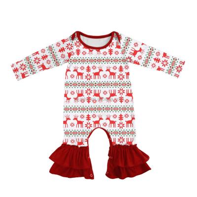 China Milk Silk Autumn Christmas Romper Deer Jumpsuit Newborn Baby Elk Pattern Beehive Clothes for sale