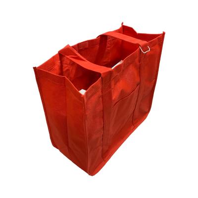 China Large Capacity Reusable Nonwoven Material Red RPET Shopping Carry Bag Tote Bag for sale