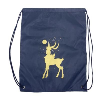 China Drawstring Bag Wholesale Customized Polyester Nylon Christmas Promotional Black Drawstring Bag for sale