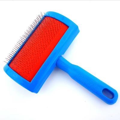 China Pet Hair Remover Viable Steel Needle Brush Plastic Handle Fur Brush Cleaning Tool For Dog Cat for sale