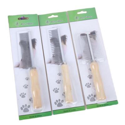 China Durable pet tool wood+Stainless steel dog cat hair cleaning brush slicker cleaning brush with long pins for sale