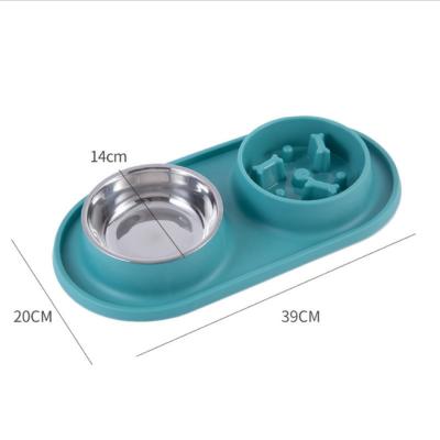 China Viable Pet Drinking Bowl Dog Driver Pet Bowls New Design Double Stainless Steel Pet Bowl for sale