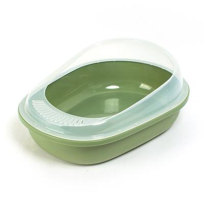 China New Design Partially Enclosed Green Plastic Pet PP Cat Litter Box Basin For Care 51cm Sustainable Large for sale