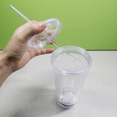 China Viable Clear Transparent Plastic Insulated Tumbler With Lids Reusable Straw 16oz 500ml Double Wall Instant Light Up Cup Led Mug Wholesale for sale