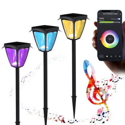 China Newcomer Smart Cell Control RGB Villa Landscape Pole Residential Wireless Spike 1.5W LED Bollard Solar Outdoor Lawn Lamp Garden Light for sale