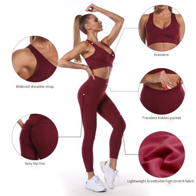 China Custom Logo Breathable Two Piece Set Fitness Women Yoga Set Sport Gym 2 Piece Bra Customize Pattern Leggings for sale