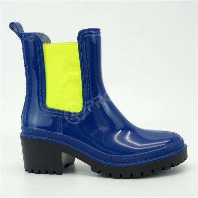 China PVC-Regen-Stiefel-hoher Absatz EU-28 säurebeständiger mit Neongummiband zu verkaufen