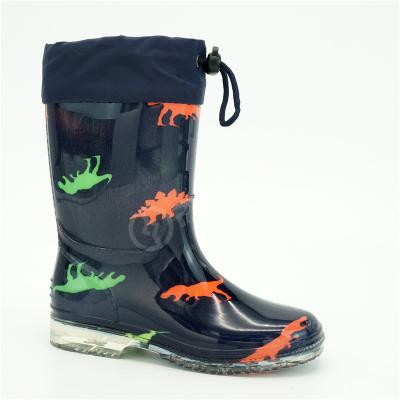 China Glatte Leck-Beweis-Kindunisex-PVC-Regen-Stiefel mit justierbarem Festziehenband zu verkaufen