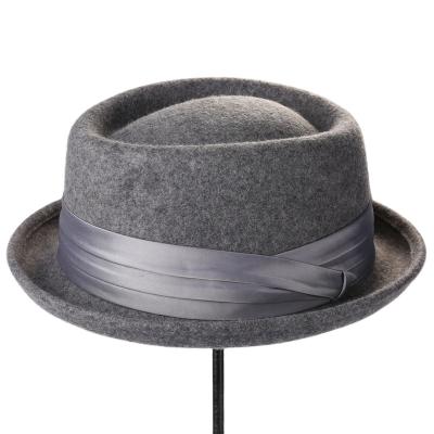 China Picture Newcomer Felt Hat Leather Ribbon Felted Hat Brim Buckle Wool Fashionable Felt Hat for sale